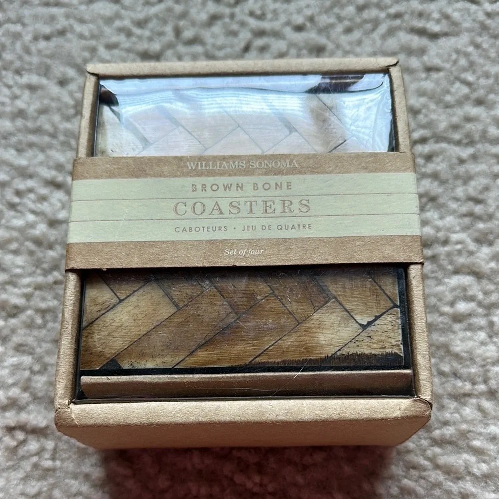 Williams Sonoma Tan Bone Coasters